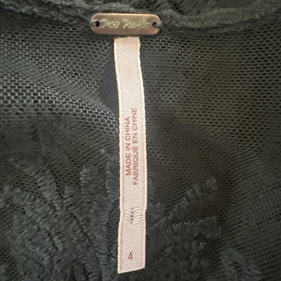 Free People Sz 4 Green Dress Lace Embroidered Whimsical Romantic Goth Witchy Y2K - Picture 9 of 11